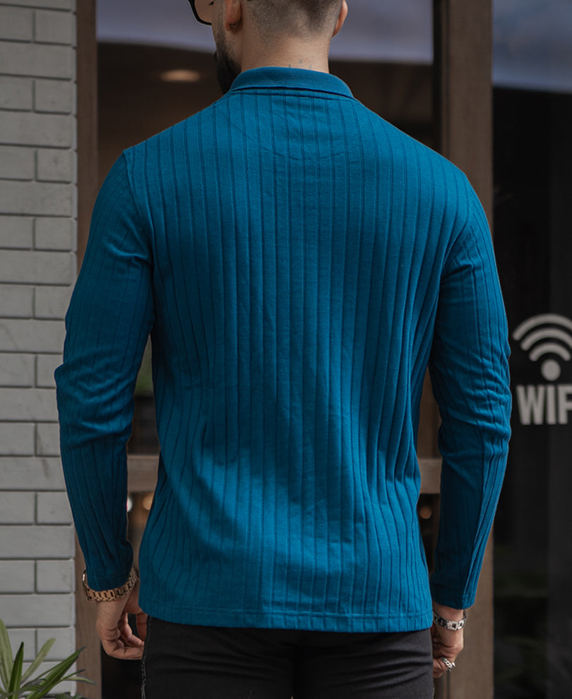 Royal Blue Regular Fit Full Sleeves T-Shirt