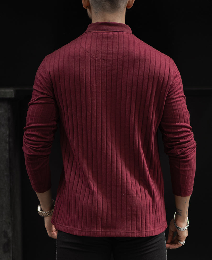 Wine Regular Fit Full Sleeves T-Shirt