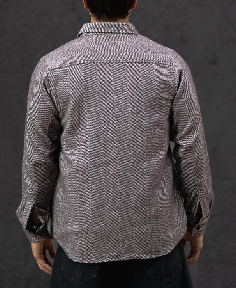 Dark Brown Regular Fit Structured Full Sleeves Shirt