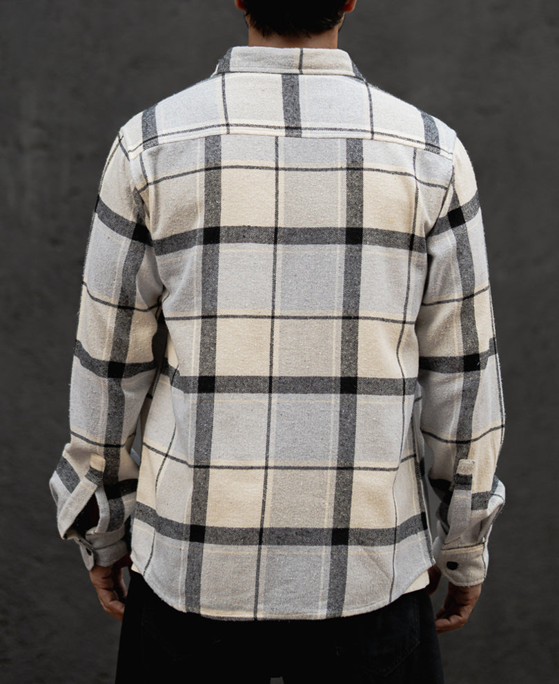 Grey And Black Checked Regular Fit Full Sleeves Shirt