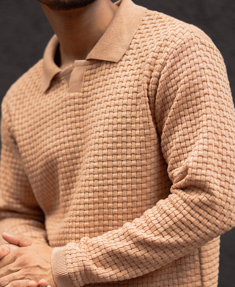 Dusty Rose Regular Fit Full Sleeves T-Shirt