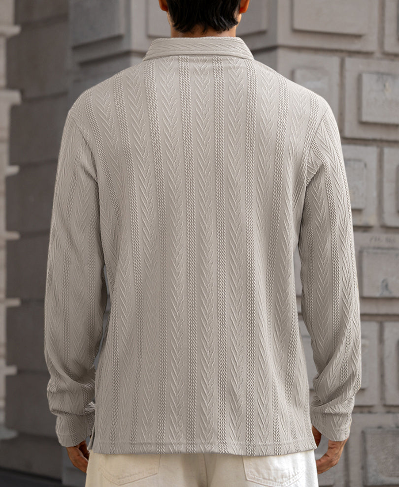 Grey Quarter Zip Polo T-Shirt