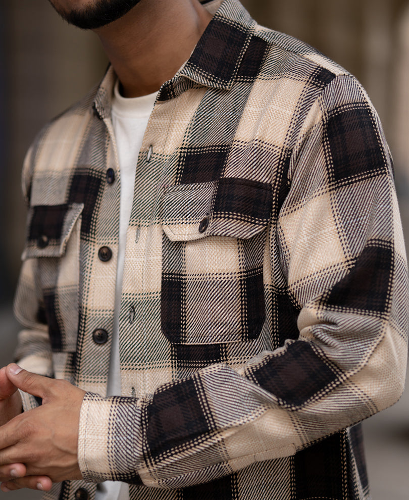 Multi Colour Checked Full Sleeves Regular Fit Shirt With Double Pockets