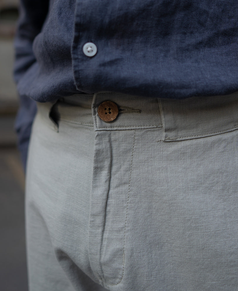 Beige Regular Fit Linen Pant