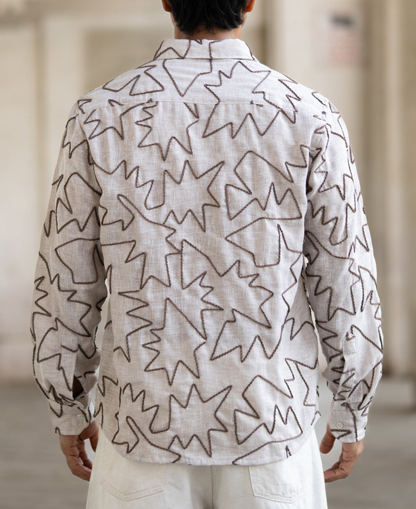 Natural Embroidery Regular Fit Full Sleeves Shirt