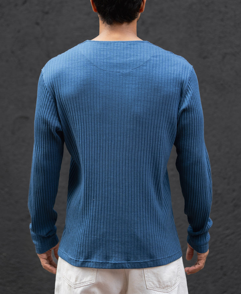 Royal Blue Full Sleeves Regular Fit T-Shirt