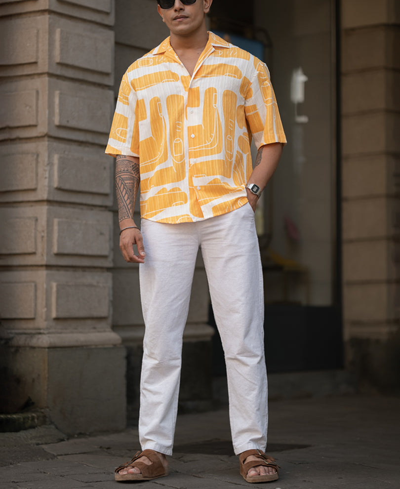 Mustard Oversized Half Sleeves Shirt
