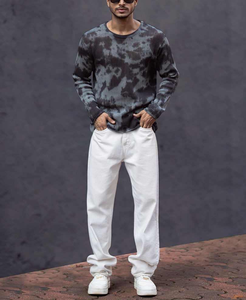 Black Knits Regular Fit Full Sleeves T-Shirt