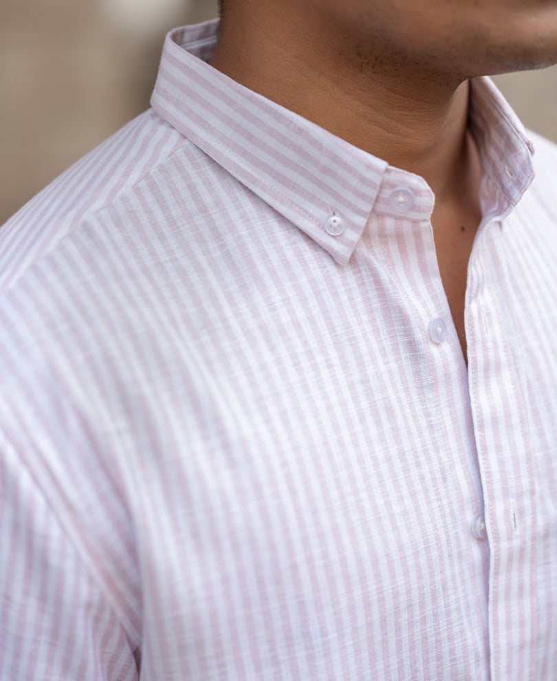 Dusty Pink Striped Shirt.