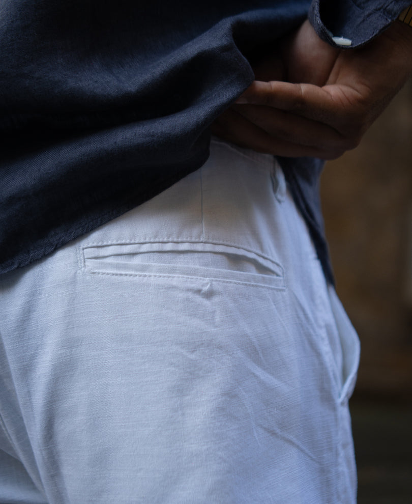 White Regular Fit Cotton Pants