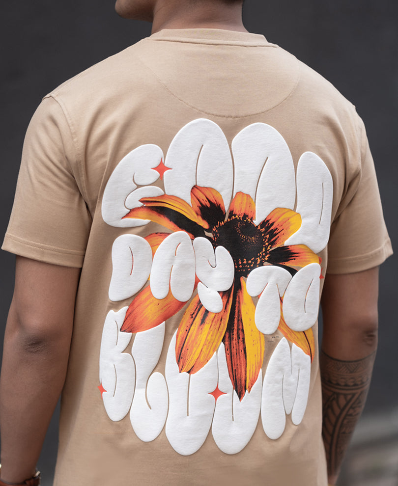 Camel Printed Regular Fit Half Sleeves T-Shirt