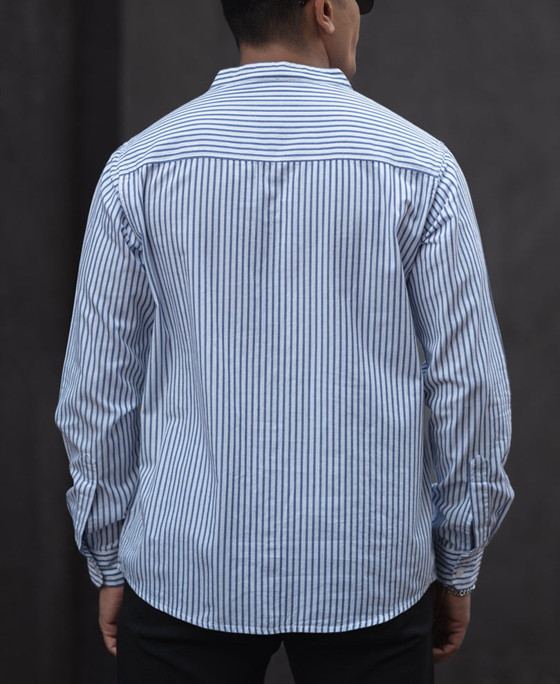 Blue And White Stripes Full Sleeves Shirt