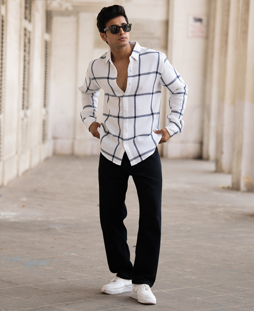 Navy Structure Check Shirt