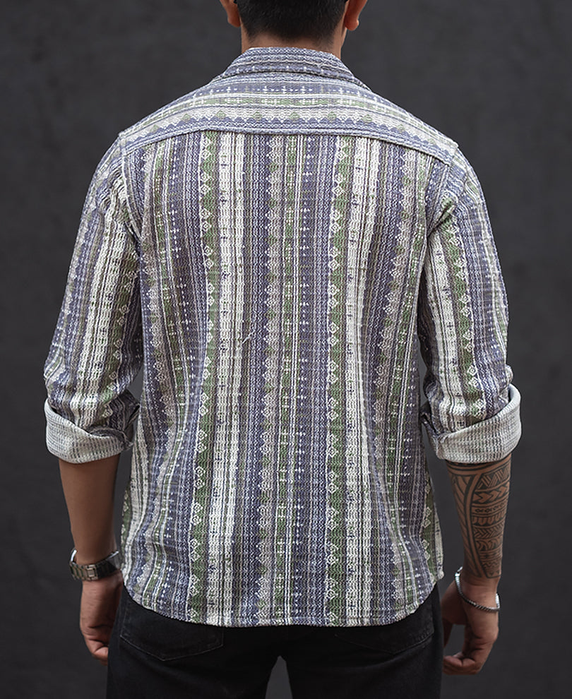 Multicolour Striped Regular Fit Full Sleeves Shirt