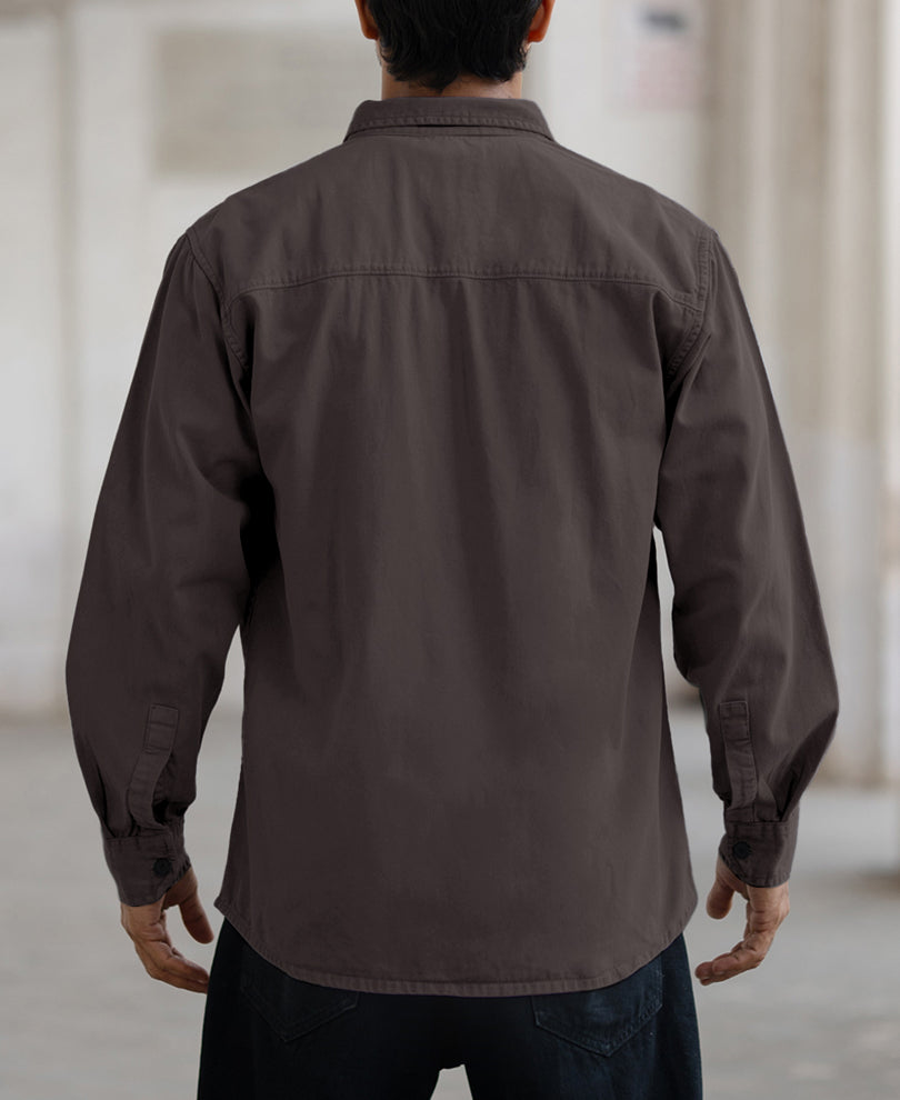 Dark Grey Denim Regular Fit Full Sleeves Shirt
