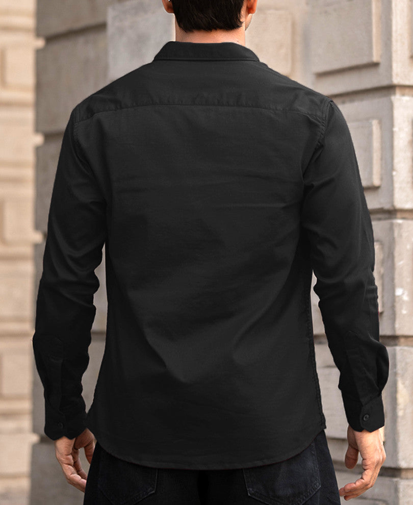 Basic Black Regular Fit Full Sleeves Shirt