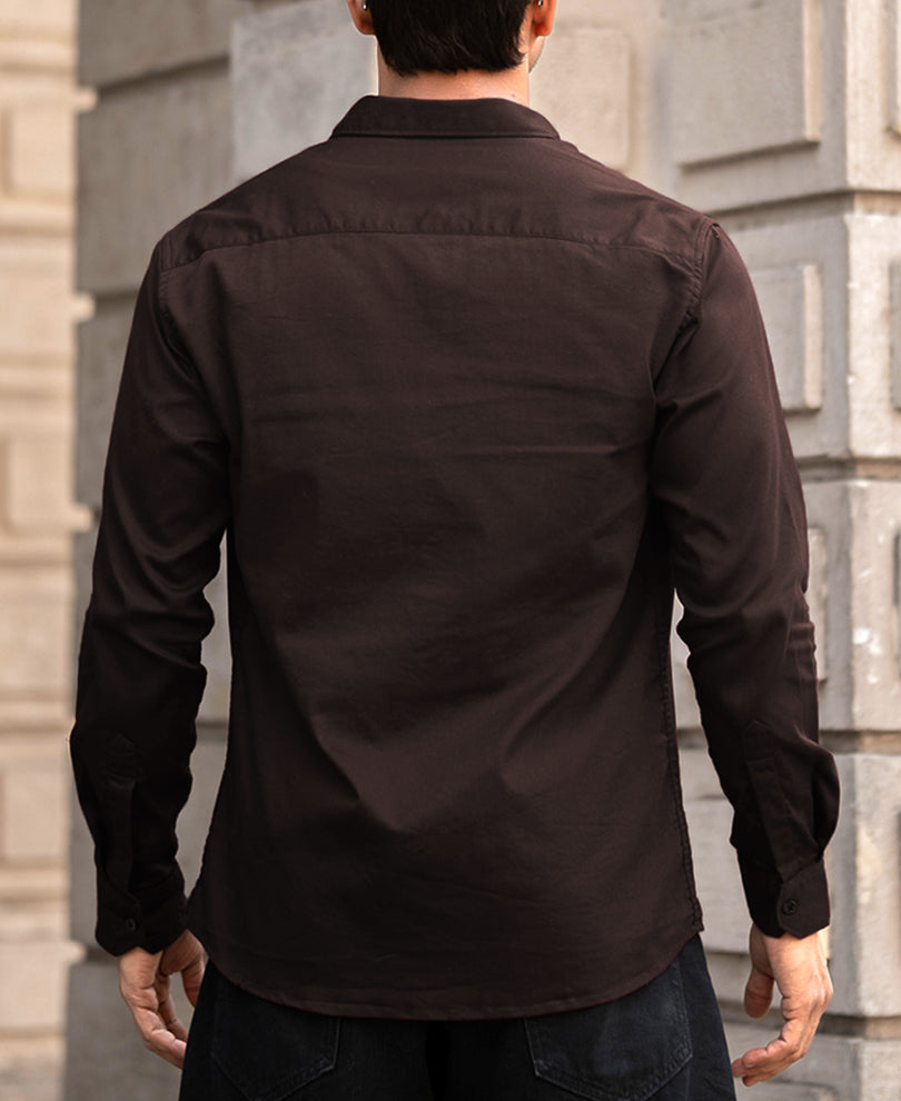 Basic Brown Regular Fit Full Sleeves Shirt