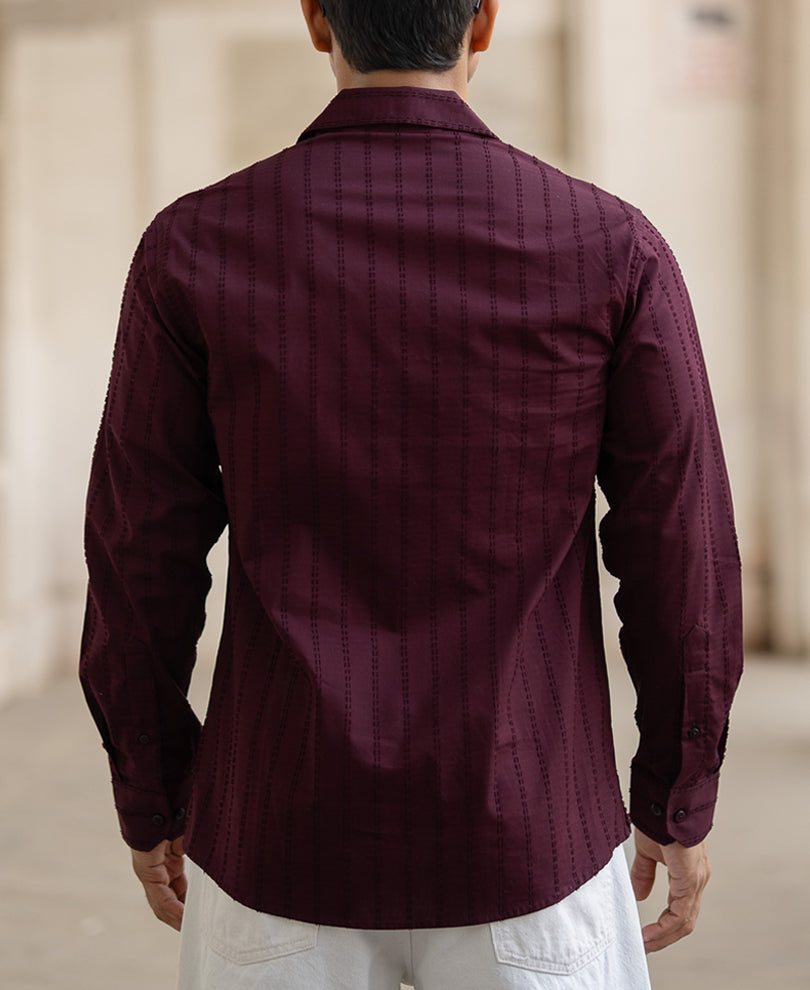 Wine Structured Regular Fit Shirt