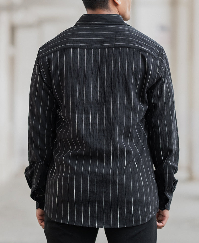 Black Striped Flowy Shirt