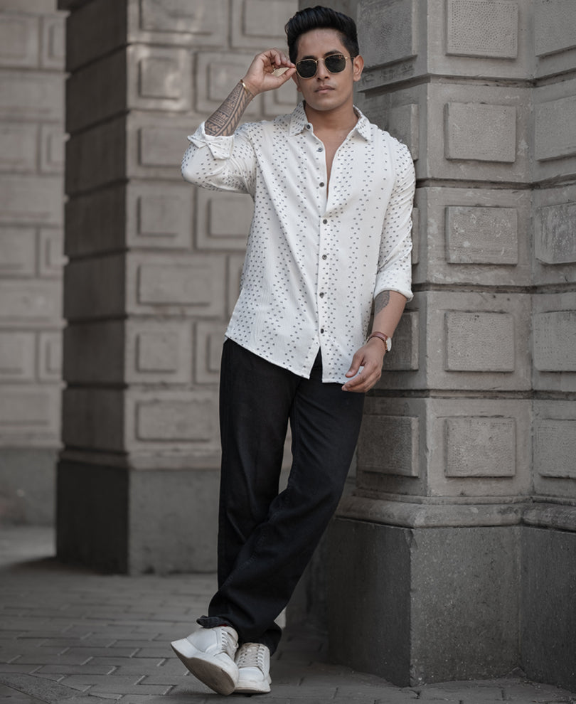 White Structured Flowy Shirt