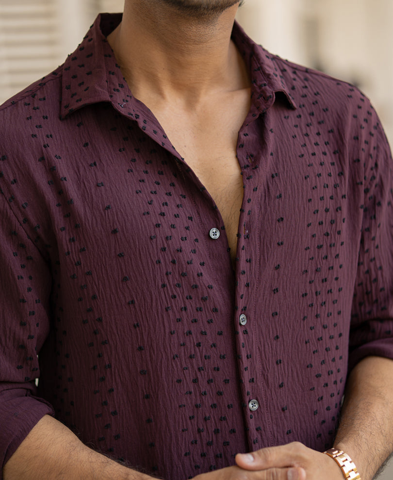 Maroon Structured Flowy Shirt