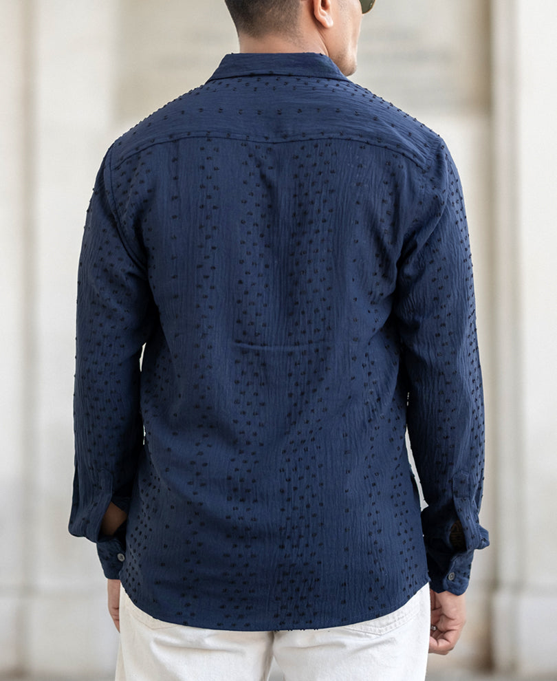 Navy Structured Flowy Shirt