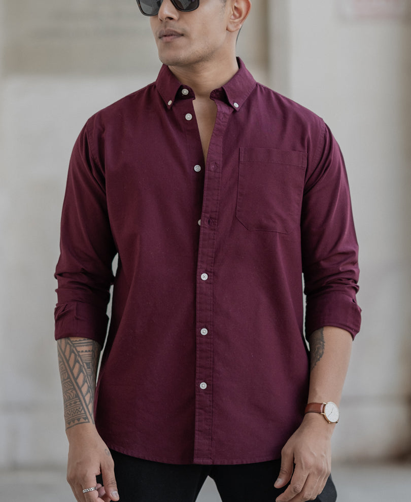 Wine Oxford Shirt