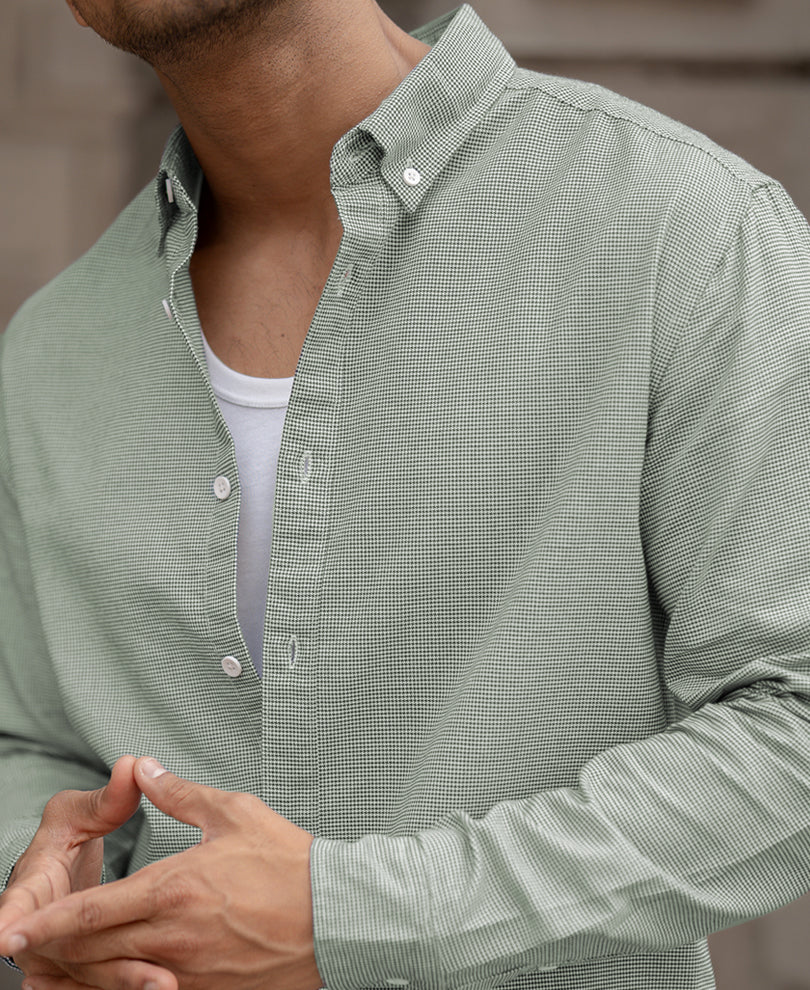 Green Micro Checks Shirt