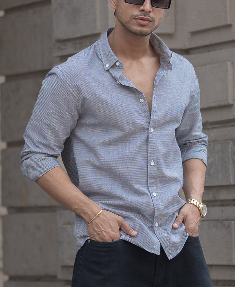 Navy Micro Checks Shirt