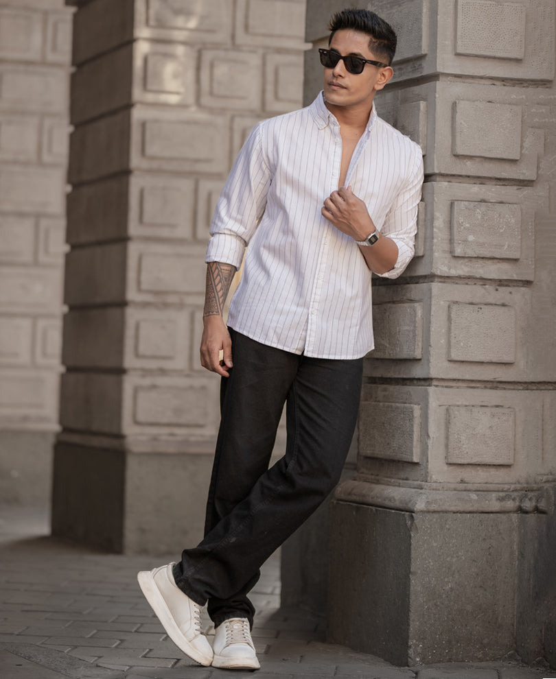 White Blue Striped Shirt
