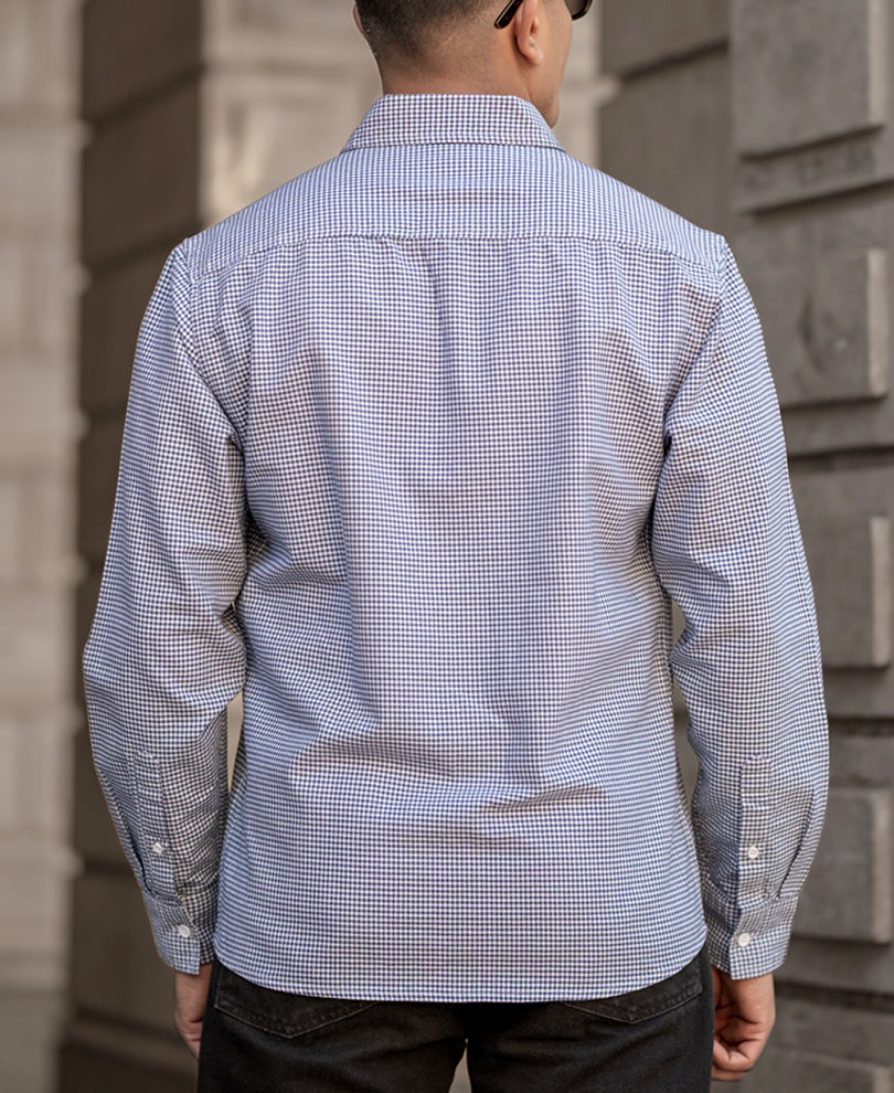 Navy Micro Check Lightweight Shirt