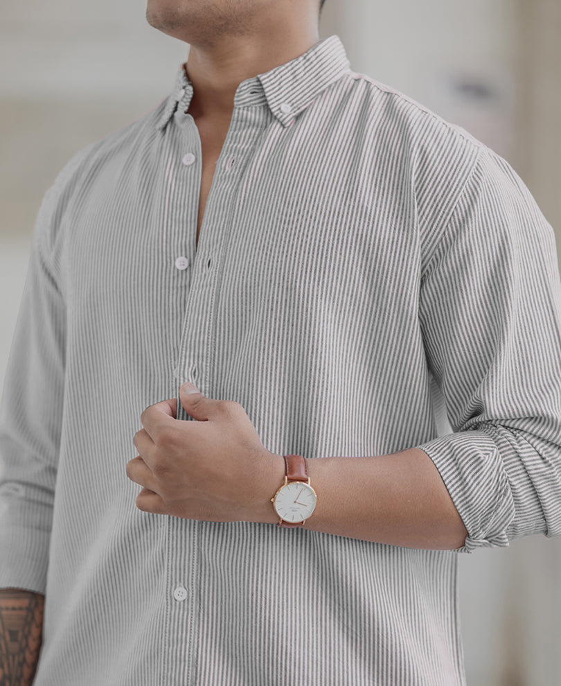 Black Striped Oxford Shirt