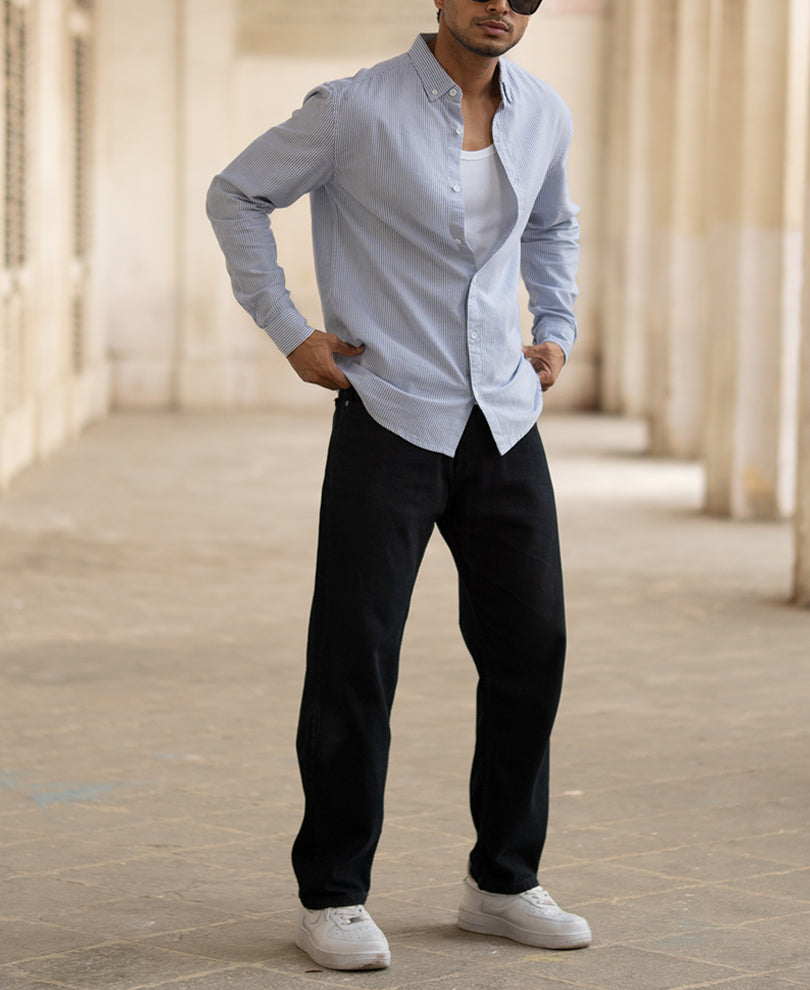 Blue Striped Oxford Shirt