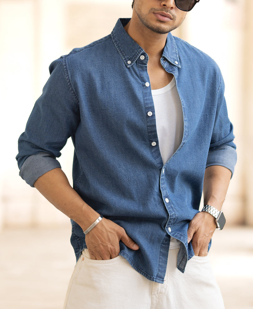 Blue Denim Full Sleeves Regular Fit Shirt