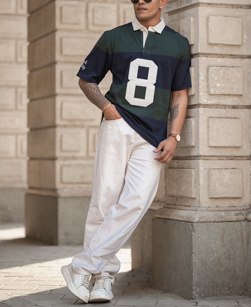 Green Embroidered Stripe T-Shirt