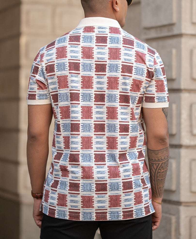 Geometric Print Polo T-Shirt Regular Fit