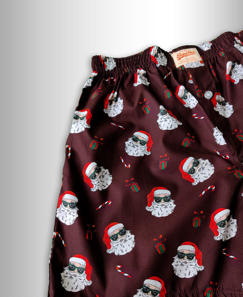 Dark Brown Santa Print Boxer