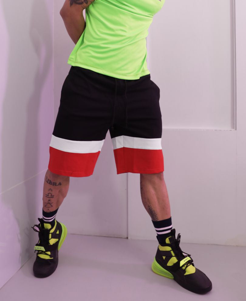 Black And Red Stripes Shorts