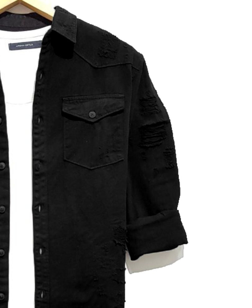 Black Ripped Casual Shirt