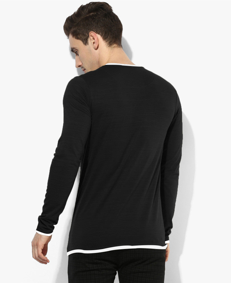 Black Round Neck Full Sleeves T-Shirt