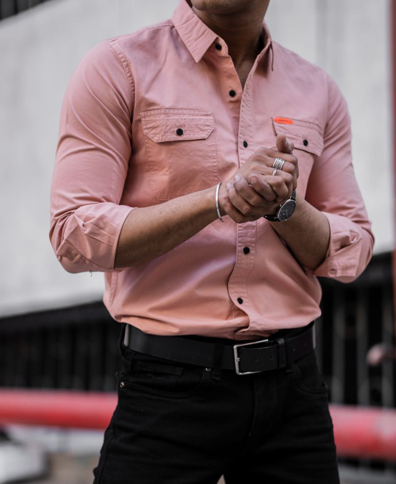 Urban Pink Plain Full Sleeves Shirt