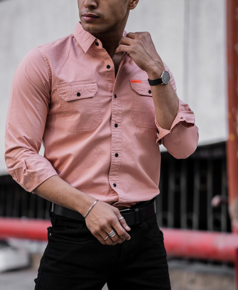 Urban Pink Plain Full Sleeves Shirt
