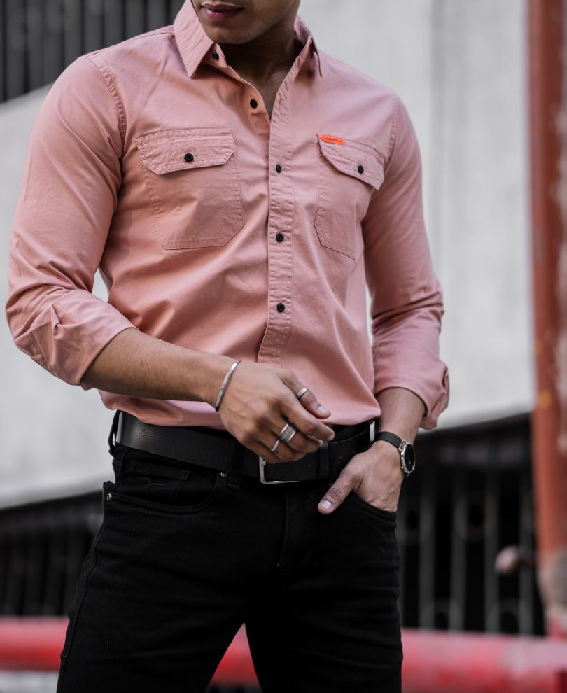 Urban Pink Plain Full Sleeves Shirt