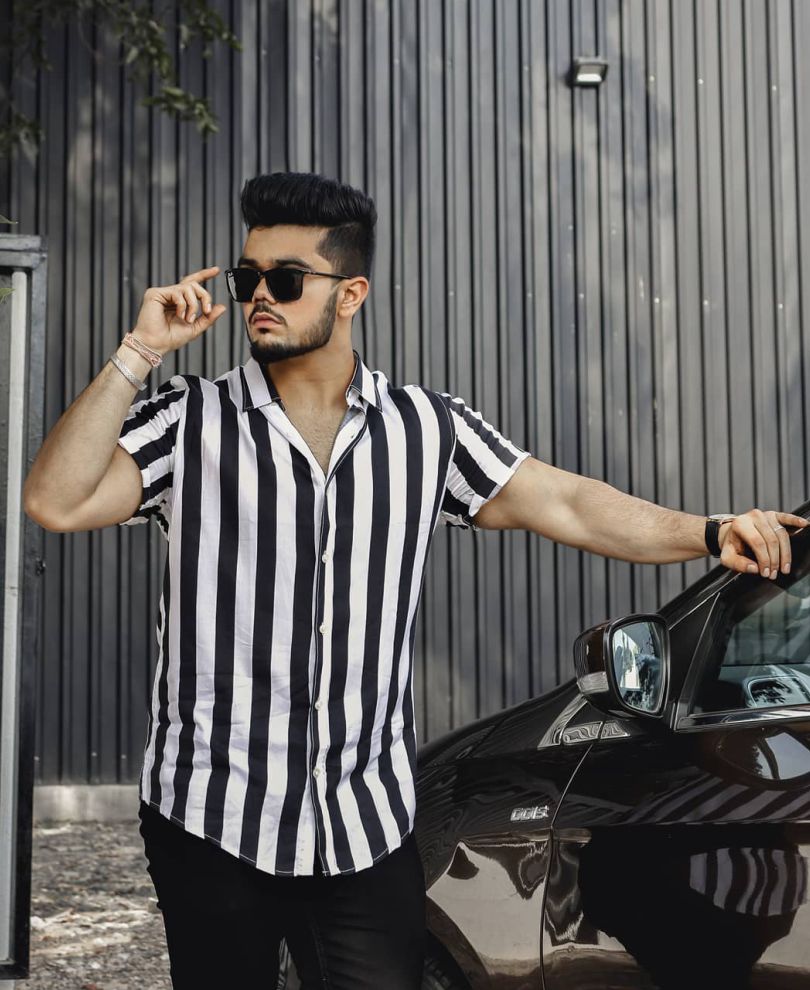 Stripes Print Half Sleeves Shirt