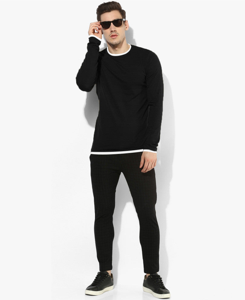 Black Round Neck Full Sleeves T-Shirt