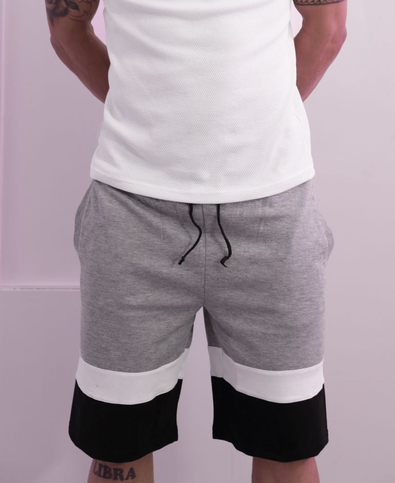 Grey And Black Stripe Shorts