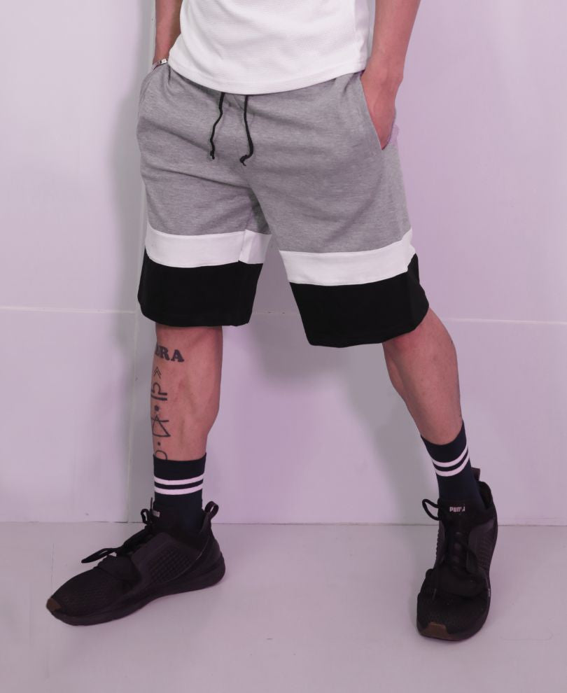 Grey And Black Stripe Shorts