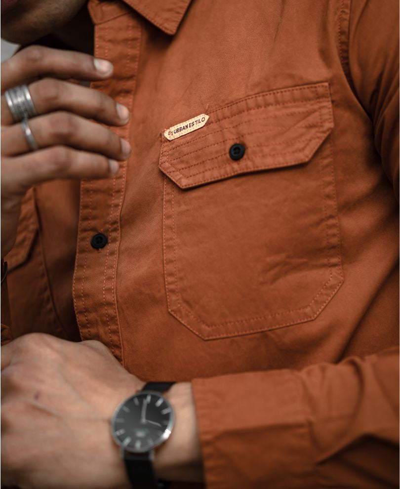 Urban Brown Plain Full Sleeves Shirt