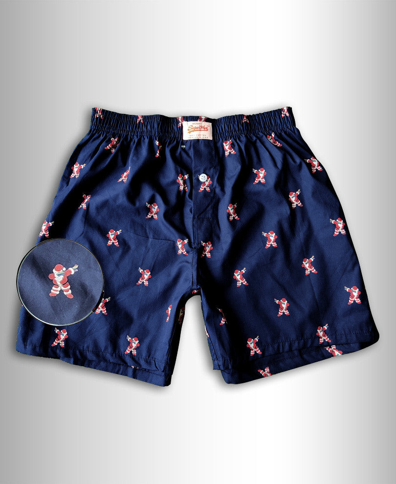 Navy Blue Dab Santa Print Boxer