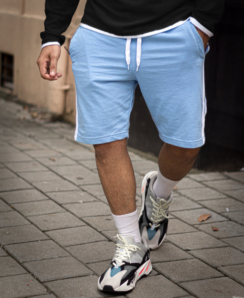 Sky Blue Double Side Stripe Shorts